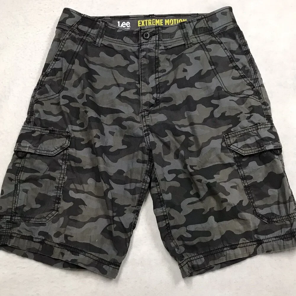 LEE Extreme Motion Performance Cargo Shorts Men 32 Green Camo
